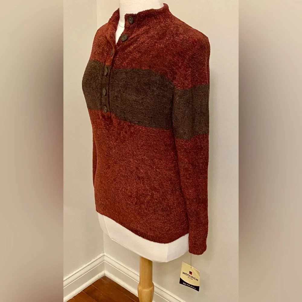Woolrich Women’s StillCreek Red Brown Mock Neck Long Sleeve Casual Sweater SZ M
